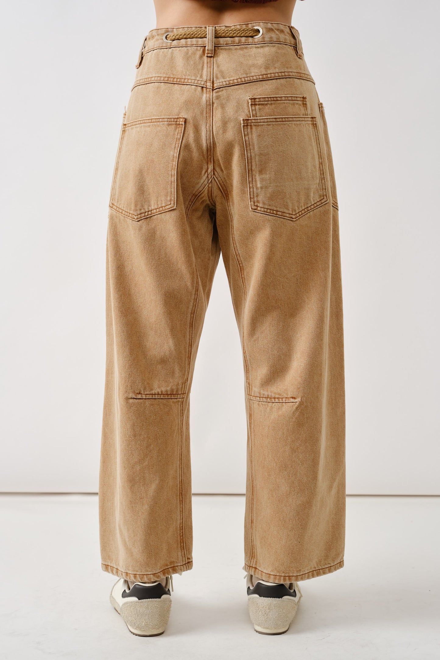 Baker Barrel Denim Pants With Eyelet Waist