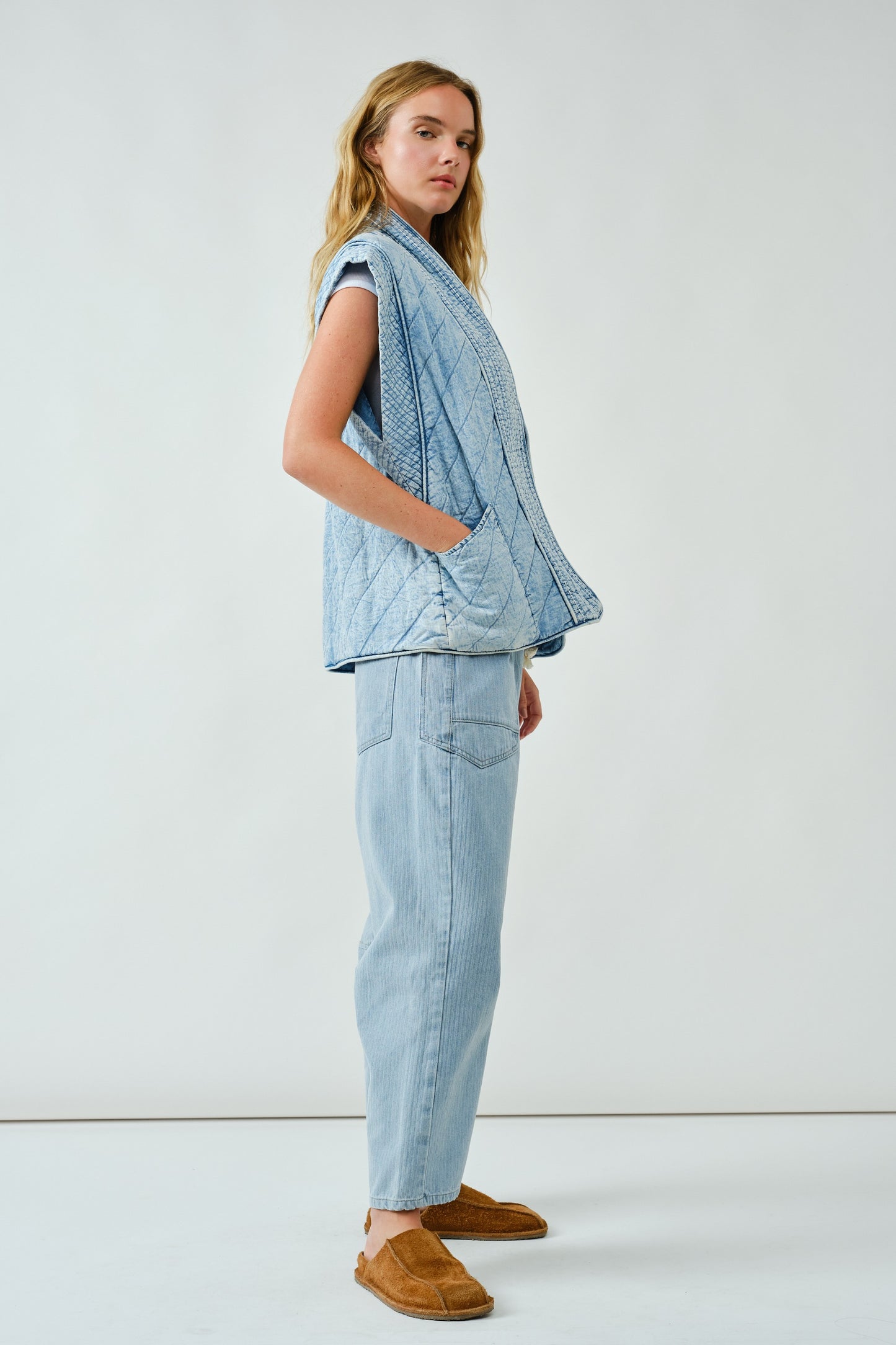 Mariana Oversized Quilted Denim Vest