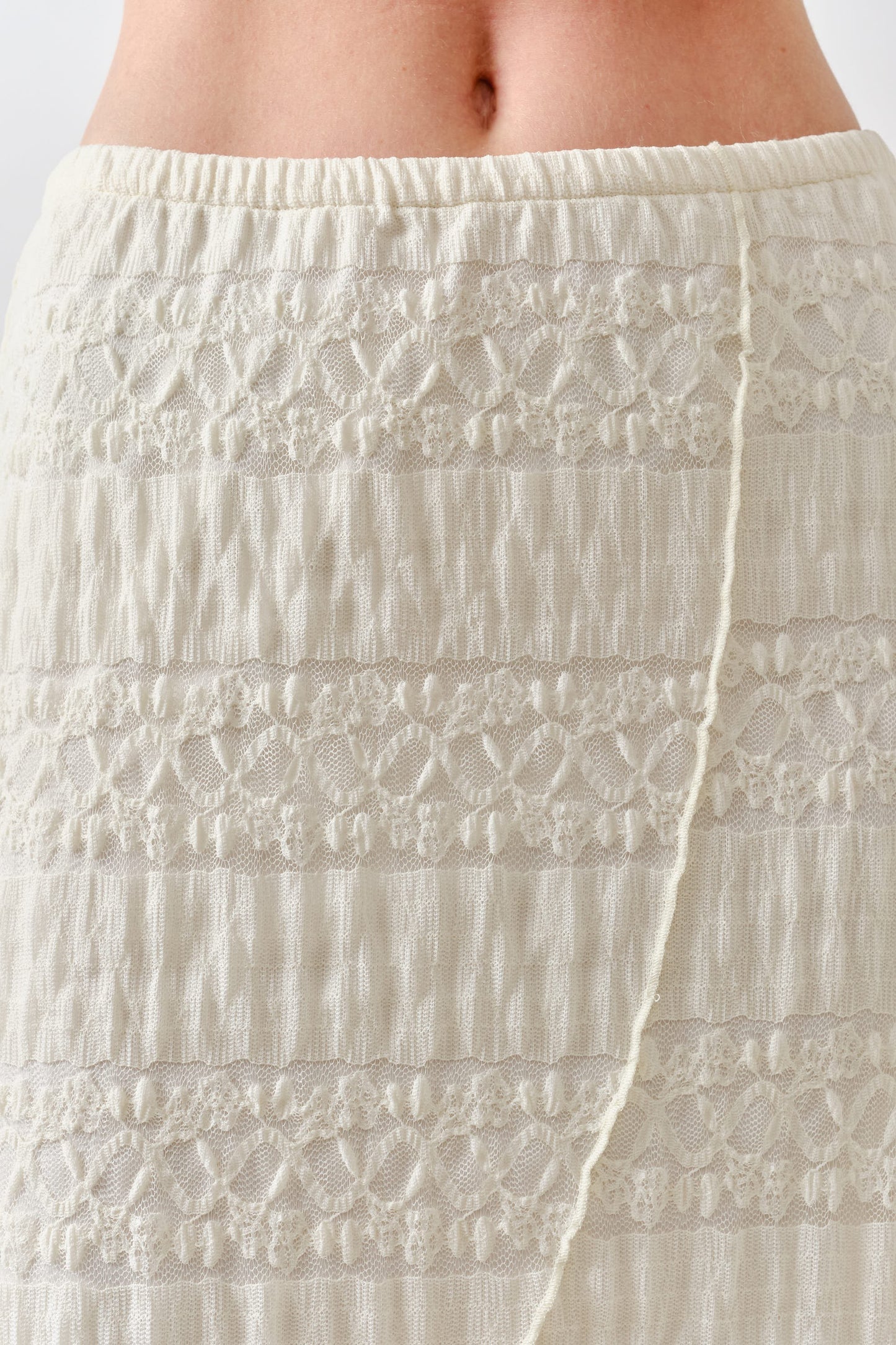 Lace Asymmetrical Hem Midi Skirt