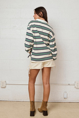 Clara Classic Striped Collared Rugby Shirt