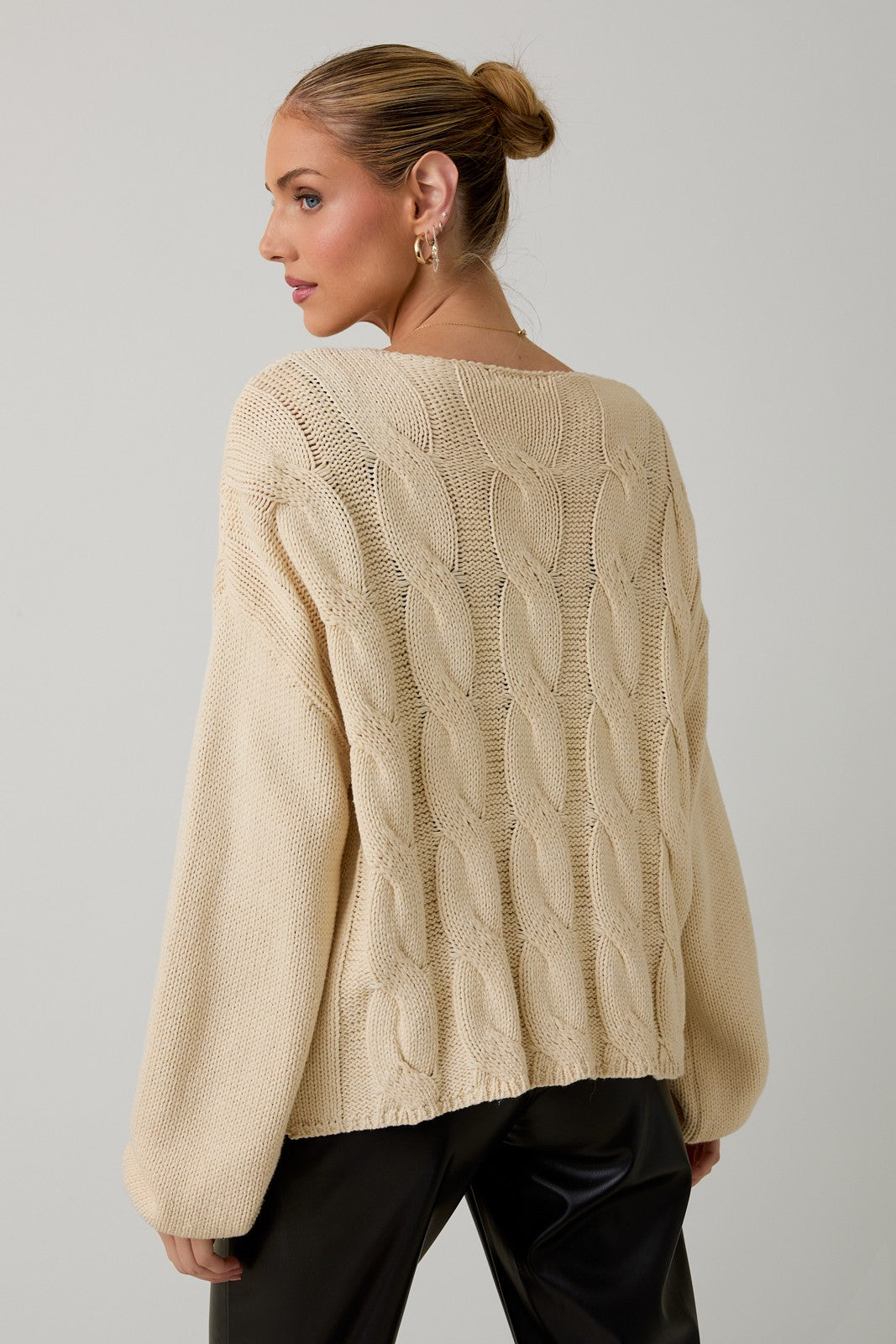 Trish Front Tie Cable Sweater Cardigan