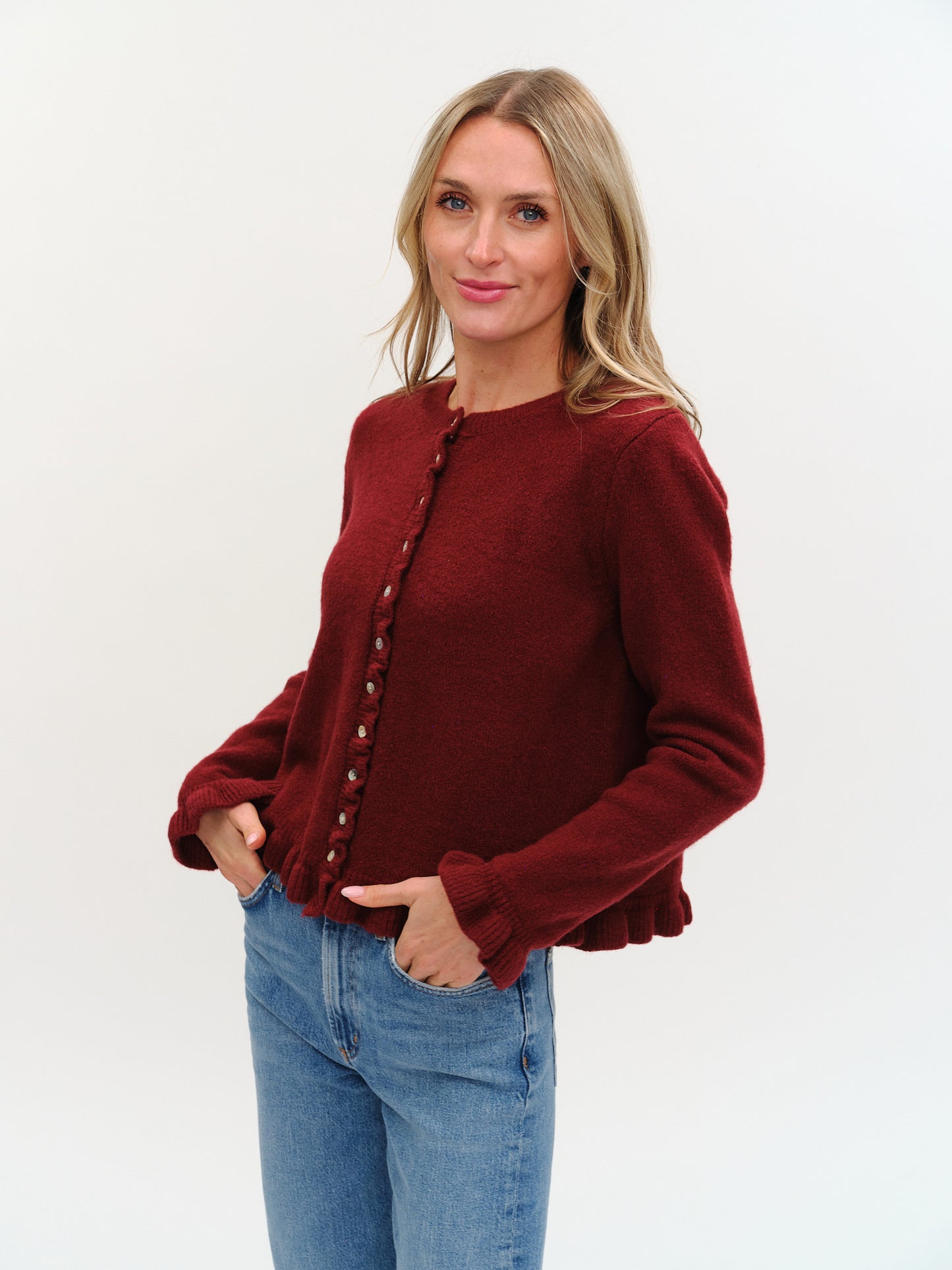 Chelsea Ruffle Trim Cardigan