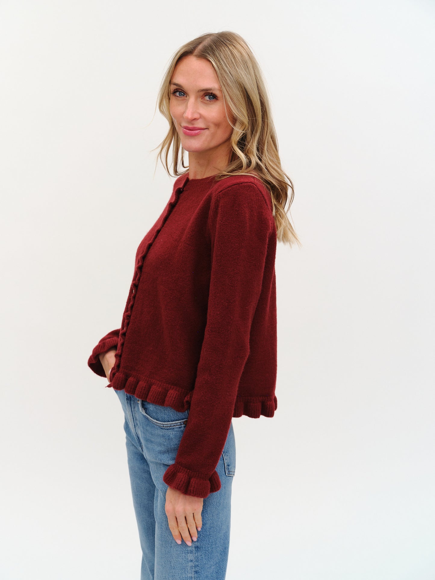 Chelsea Ruffle Trim Cardigan