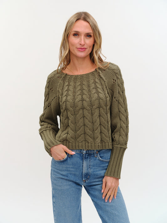 Alexa Cable Knit Boat Neck Sweater