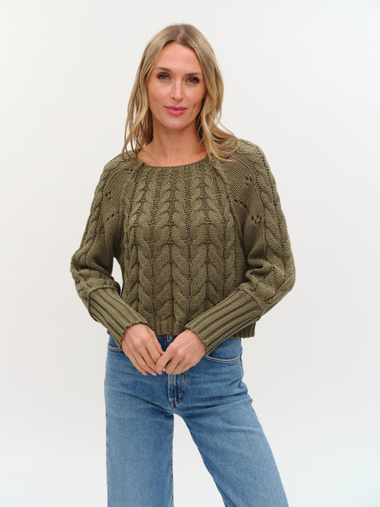 Alexa Cable Knit Boat Neck Sweater