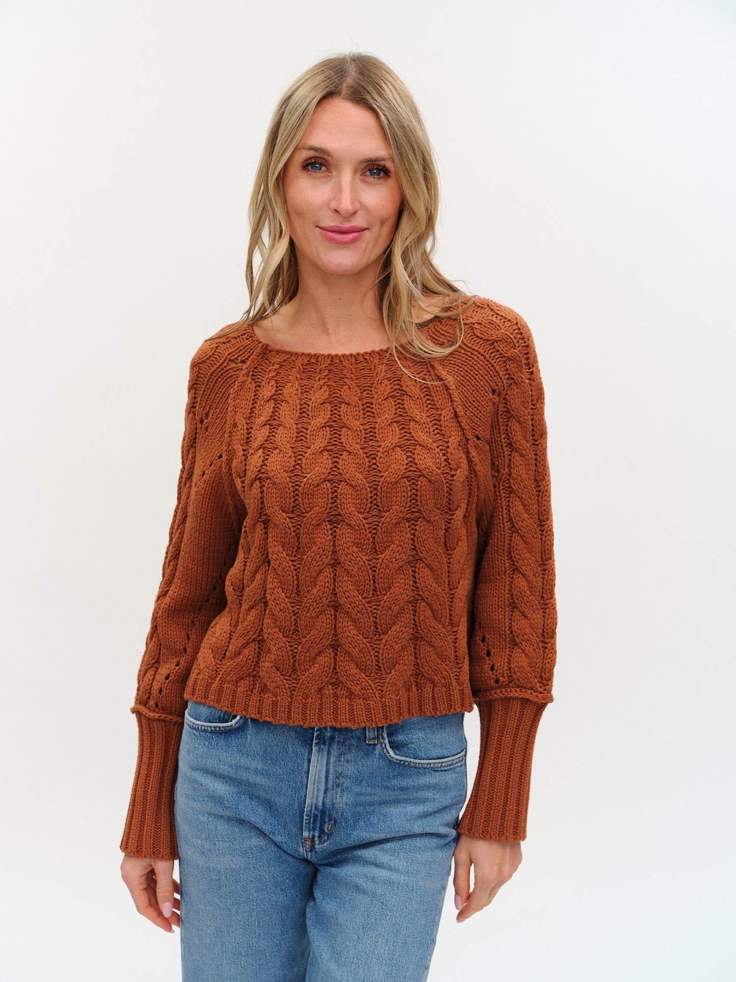 Alexa Cable Knit Boat Neck Sweater