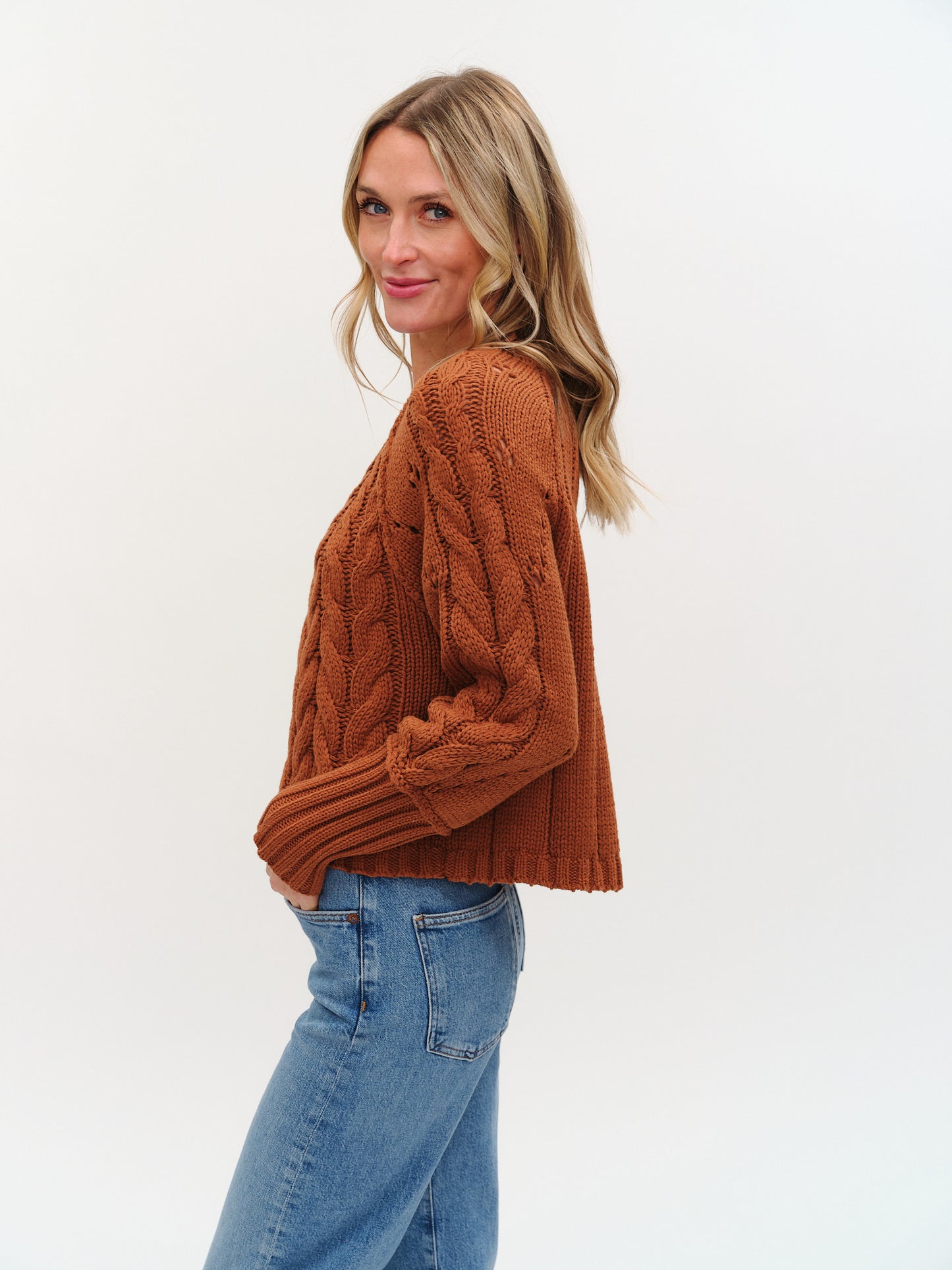 Alexa Cable Knit Boat Neck Sweater