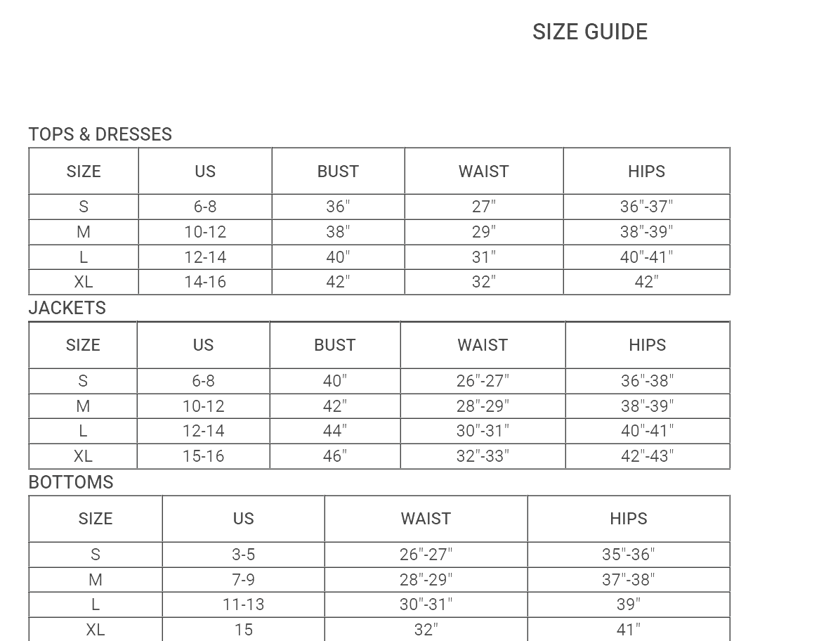 Size chart