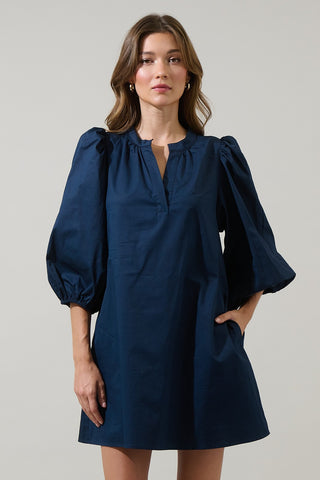 Victoria Shift Split Neck Mini Dress