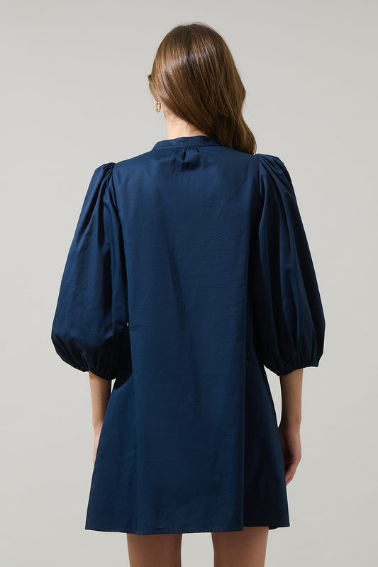 Victoria Shift Split Neck Mini Dress