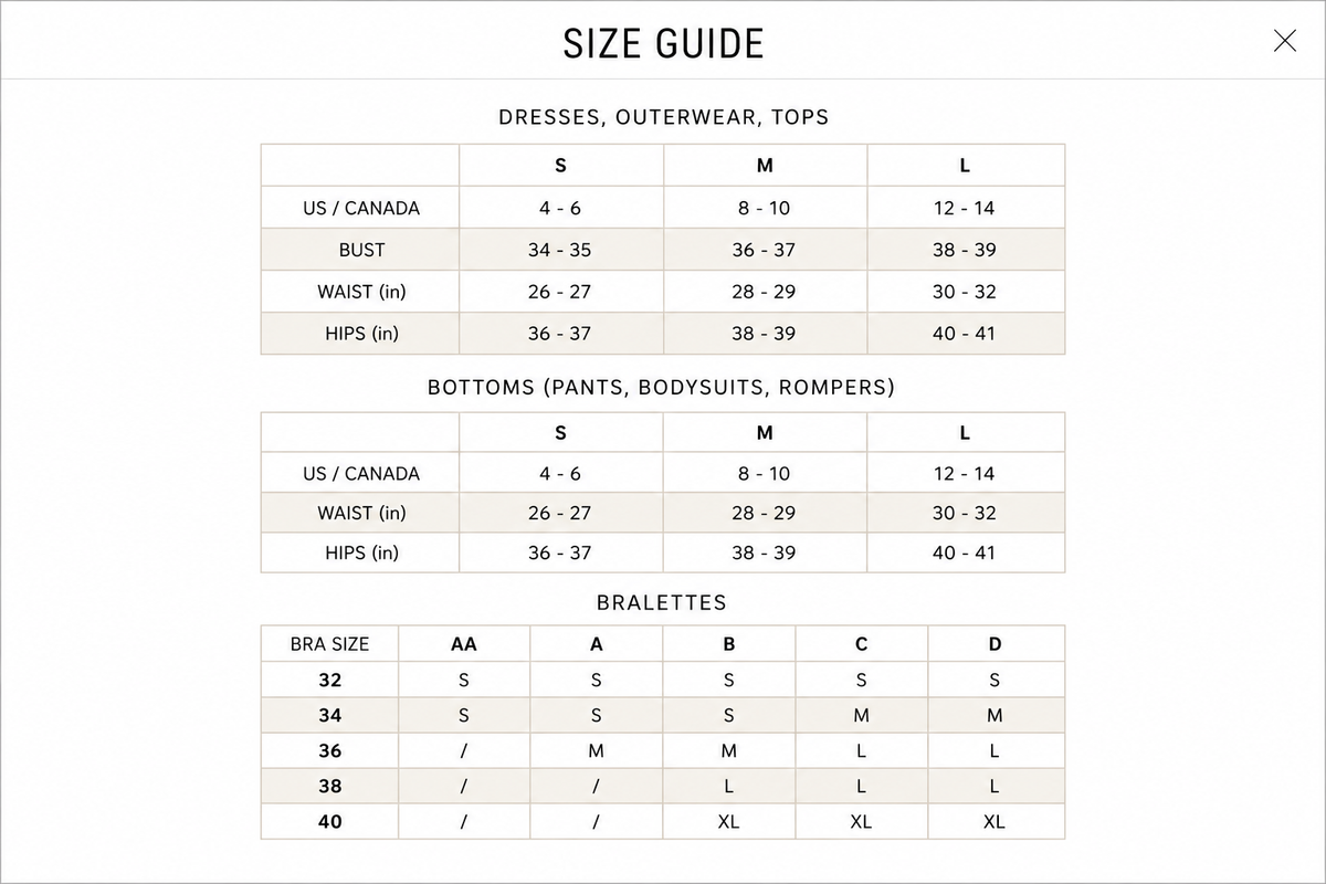 Size chart