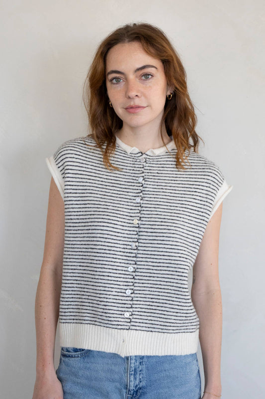Abby Rose Striped Piper Vest Cardigan