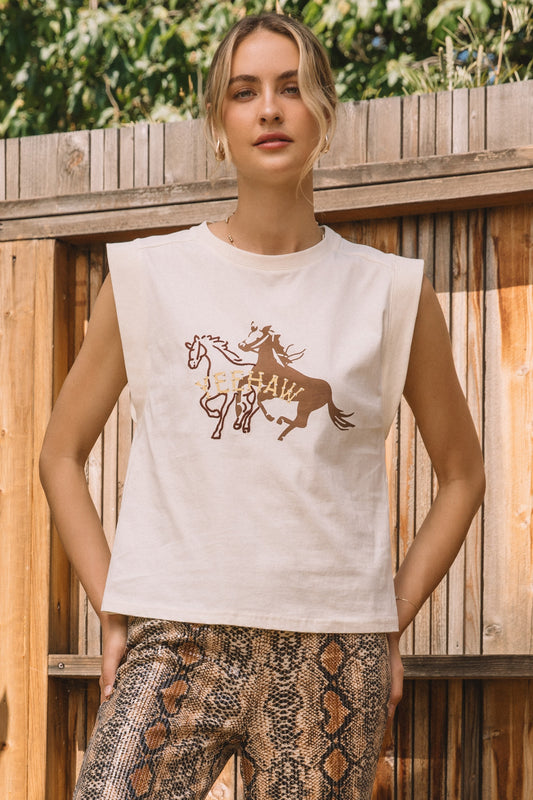 Yeehaw Printed Graphic Shirt With Embroidery