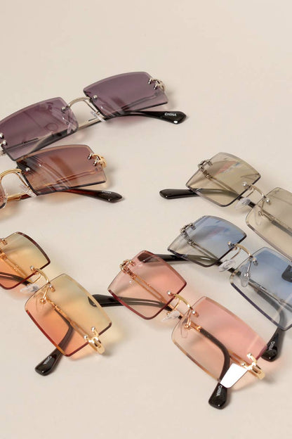 Rimless Rectangular Sunglasses