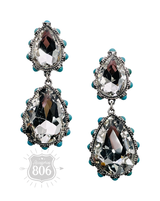 Western rhinestone teardrop earring