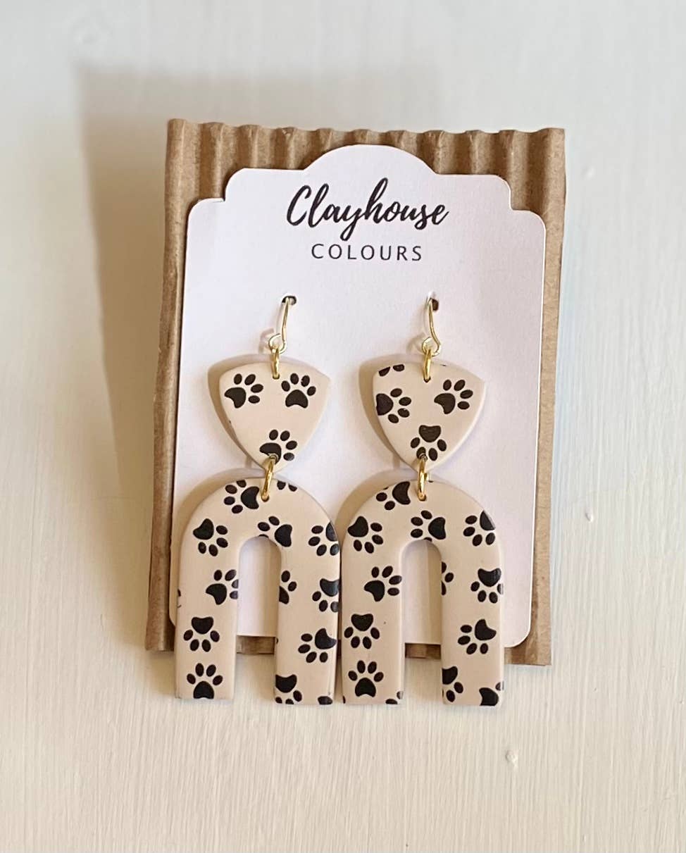 Paw Print Clay Earrings