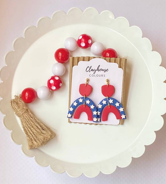 Red, White & Blue Clay Earrings | Patriotic Earrings
