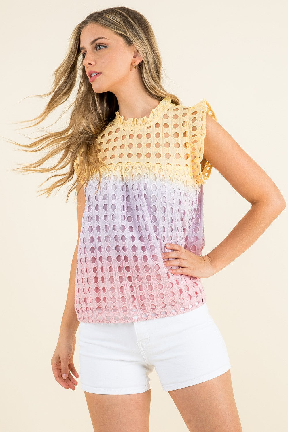 THML Ombre Eyelet Top