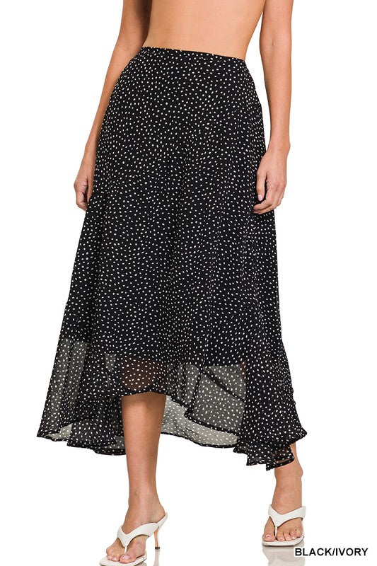 Polka Dot Hanky Hem Maxi Skirt