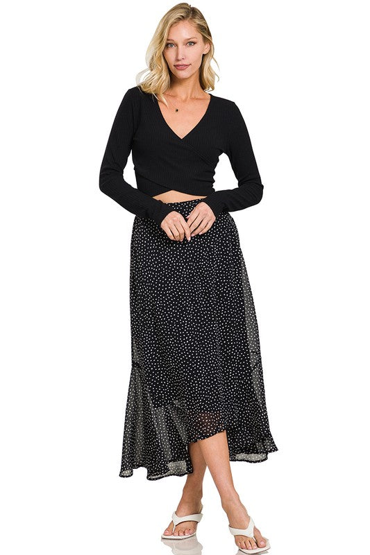 Polka Dot Hanky Hem Maxi Skirt