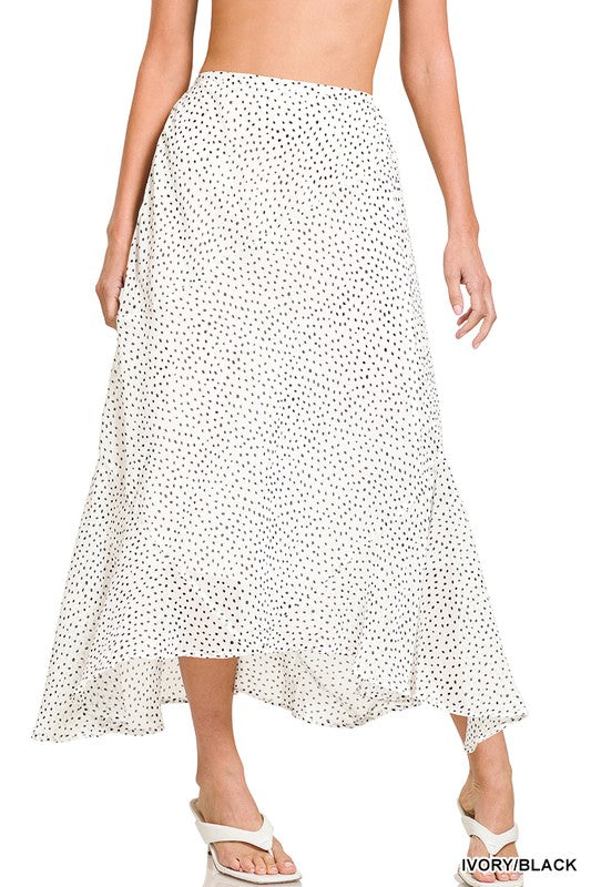 Polka Dot Hanky Hem Maxi Skirt