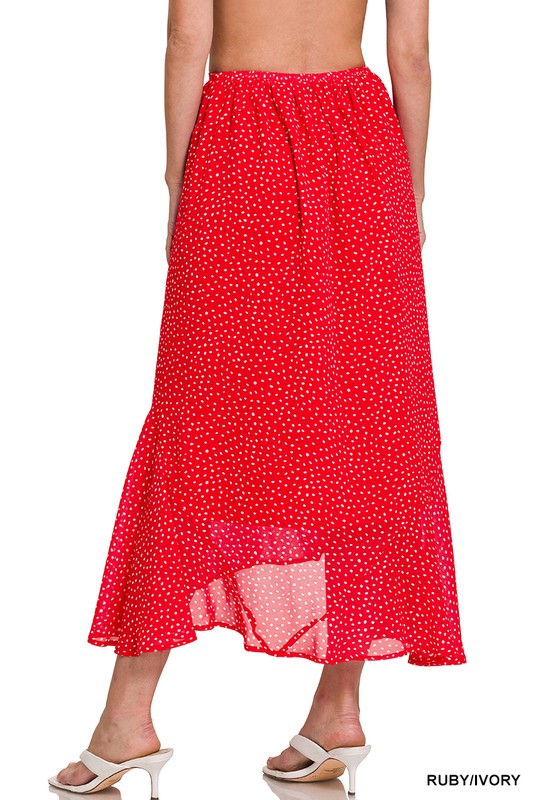 Polka Dot Hanky Hem Maxi Skirt