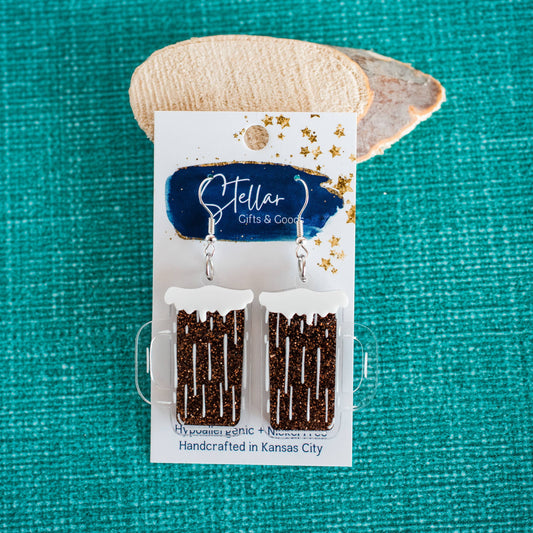 Dark Beer Stein Earrings