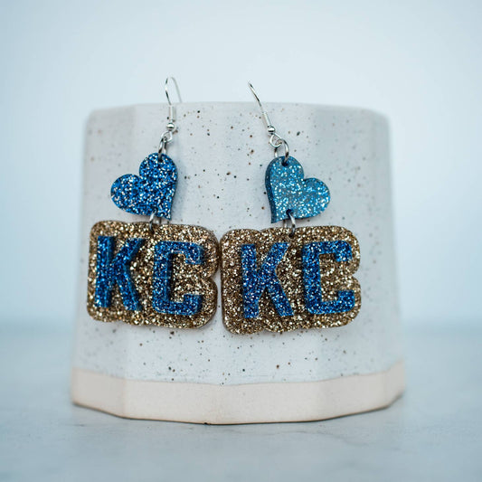 Glitter KC Heart Earrings