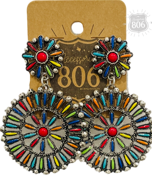 Southwest round post earring
