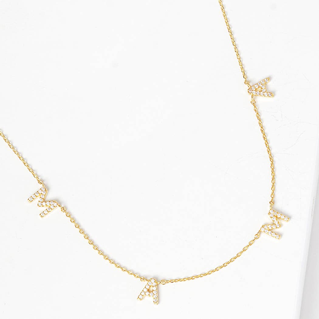 CZ Gold-Dipped MAMA Necklace