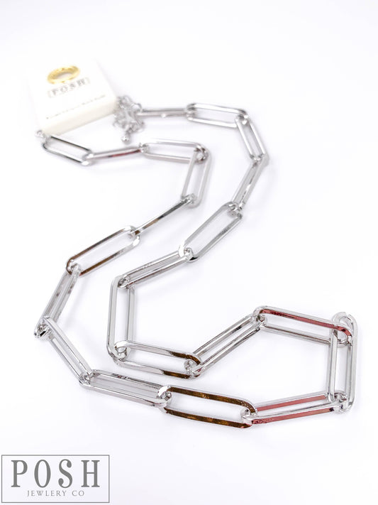 Large link paperclip chain necklace