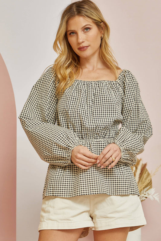 Woven Gingham Top